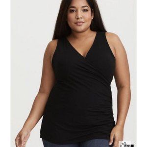 Torrid Black Surplice Foxy Tank Top Spandex Cotton Blend Size 5 5X NEW NWT
